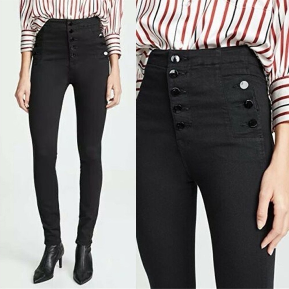 J Brand Natasha High Rise Skinny Jeans Black Stretch Denim Size 24
